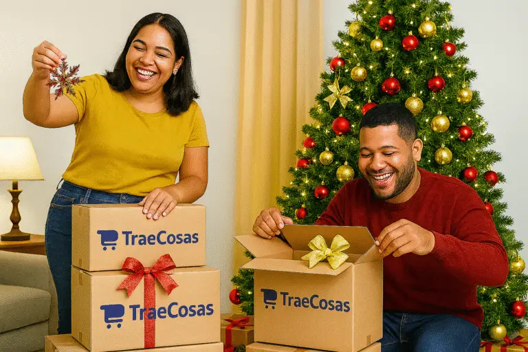 Pareja nicaragüense decorando su árbol de